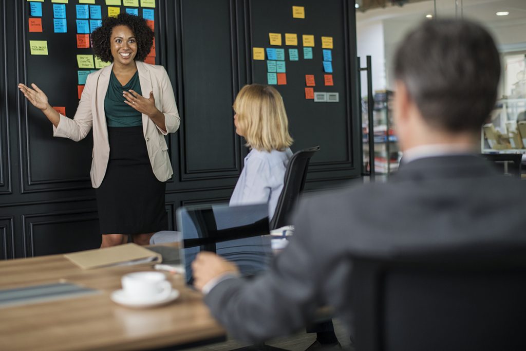 Business meeting with Post-It notes